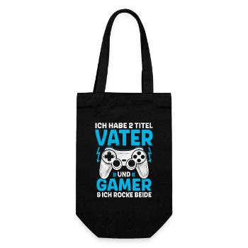 ZWEI TITEL VATER GAMER ROCKE BEIDE PAPA GAMING - Geschenkbeutel für Flaschen - Schwarz - Vorne