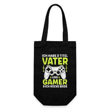 ZWEI TITEL VATER UND GAMER ROCKE BEIDE GAMING - Geschenkbeutel für Flaschen - Schwarz - Vorne