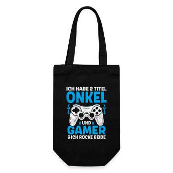 ZWEI TITEL ONKEL UND GAMER ROCKE BEIDE GAMING - Geschenkbeutel für Flaschen - Schwarz - Vorne