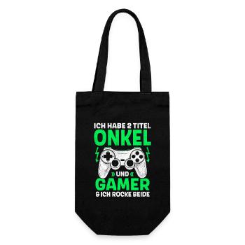 ZWEI TITEL ONKEL UND GAMER ROCKE BEIDE GAMING - Geschenkbeutel für Flaschen - Schwarz - Vorne