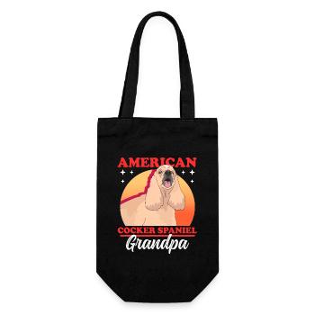 Amerikanischer Cocker Spaniel Opa Hunde Geschenk - Geschenkbeutel für Flaschen - Schwarz - Vorne