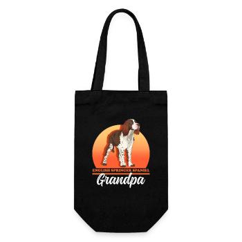 English Springer Spaniel Opa Hundehalter Geschenk - Geschenkbeutel für Flaschen - Schwarz - Vorne