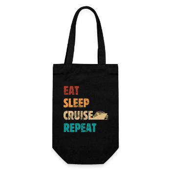 Eat Sleep Cruise Repeat - Kreuzfahrt, Urlaub - Geschenkbeutel für Flaschen - Schwarz - Vorne