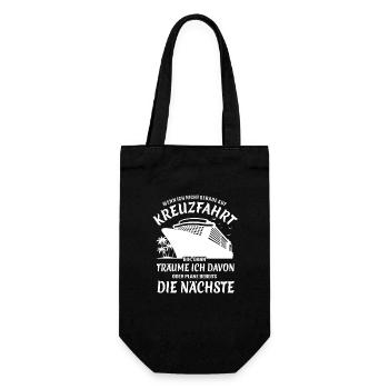 Wenn ich nicht auf Kreuzfahrt bin träume ich davon - Geschenkbeutel für Flaschen - Schwarz - Vorne