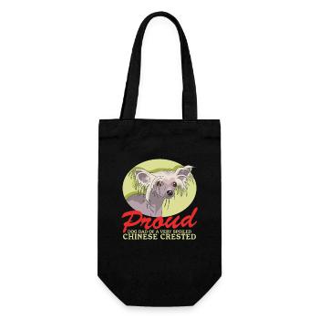 Chinese Crested Dad Schopfhund Hunde Geschenk - Geschenkbeutel für Flaschen - Schwarz - Vorne