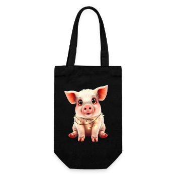 Schwein Weihnachten Weihnachtspullover lustig süß - Geschenkbeutel für Flaschen - Schwarz - Vorne