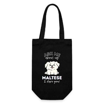 Adorable chiot maltais design - Chien de dessin animé mignon - Sac à bouteille - noir - Devant