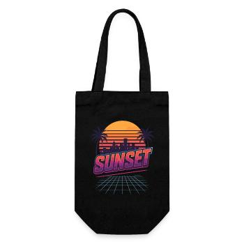 Retro Sunset - 80s Style - Gift Bag for Bottles - black - Front