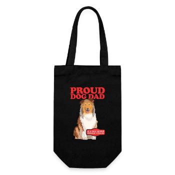Collie Dad Langhaarcollie Rough Collies Geschenk - Geschenkbeutel für Flaschen - Schwarz - Vorne