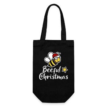 Beeful Christmas Weihnachten Biene Weihnachtsmann - Geschenkbeutel für Flaschen - Schwarz - Vorne