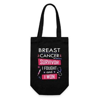 Breast cancer survivor, I fought and I won - Gift Bag for Bottles - black - Front