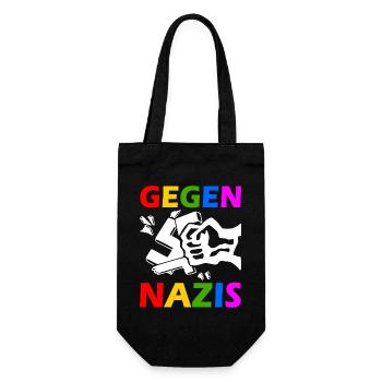 Gegen nazis - Geschenkbeutel für Flaschen - Schwarz - Vorne