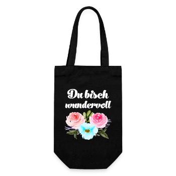 Du bisch wundervoll Schweizerdeutsch Sprüche - Geschenkbeutel für Flaschen - Schwarz - Vorne