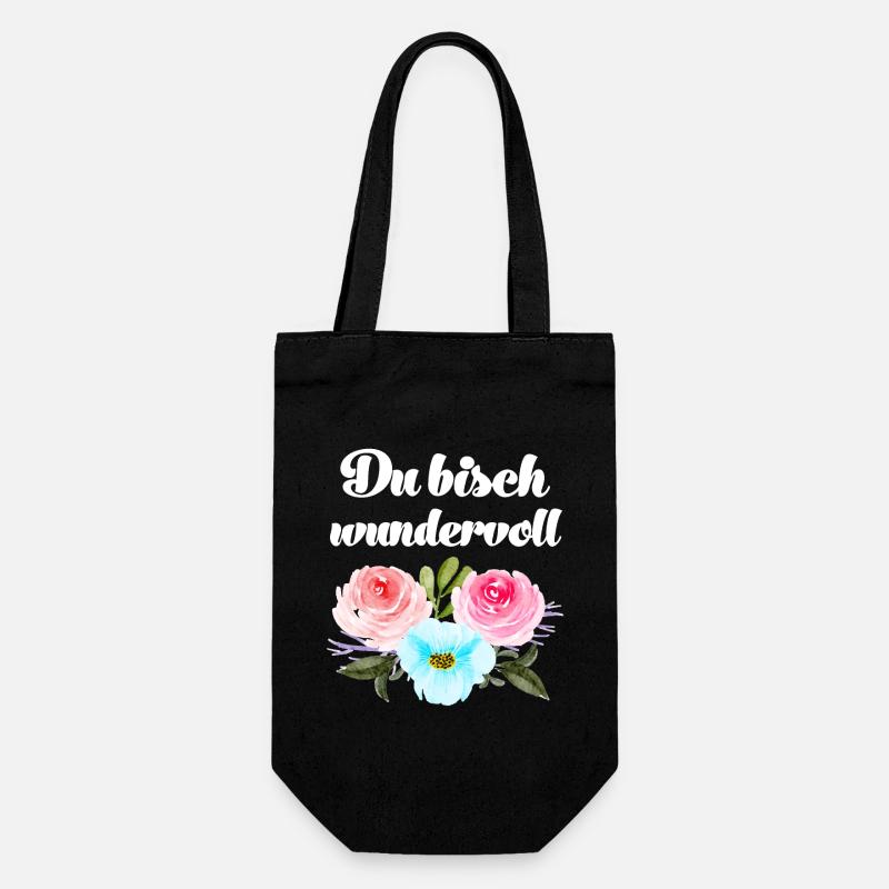 Du bisch wundervoll Schweizerdeutsch Sprüche - Geschenkbeutel für Flaschen - Schwarz