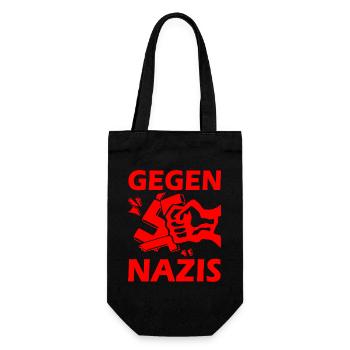 Gegen nazis - Geschenkbeutel für Flaschen - Schwarz - Vorne