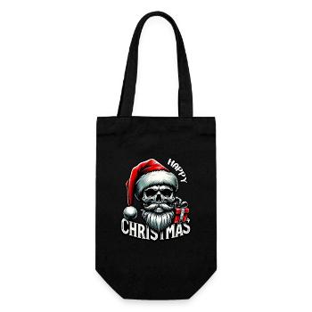 Spooky Santa Claus Skull with Parcel - Gift Bag for Bottles - black - Front