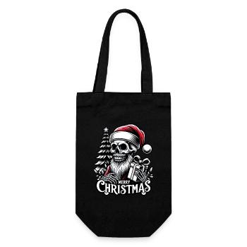Spooky Santa Claus Skull with Parcel - Gift Bag for Bottles - black - Front