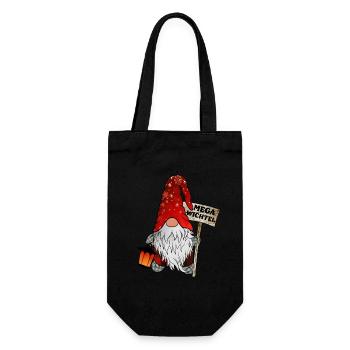 Mega Wichtel – Der ultimative Weihnachtsgnom - Geschenkbeutel für Flaschen - Schwarz - Vorne