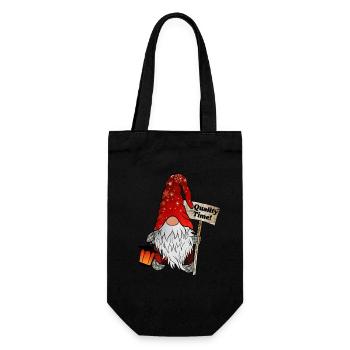 Quality Time Wichtel – Weihnachtsgnom - Geschenkbeutel für Flaschen - Schwarz - Vorne