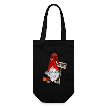 Kuschel Wichtel Weihnachts Gnom - Geschenkbeutel für Flaschen - Schwarz - Vorne
