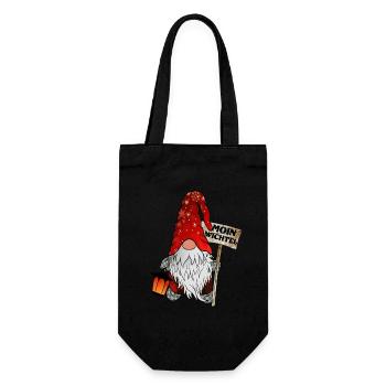 Moin Wichtel – 0Norddeutscher Weihnachtsgnom - Geschenkbeutel für Flaschen - Schwarz - Vorne