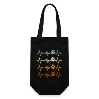 Heartbeat mit Pfoten, Tierliebe Design Paw Cat - Geschenkbeutel für Flaschen - Schwarz - Vorne
