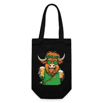 St Patricks Day Kostüm Highland Cow Irish pub beer - Geschenkbeutel für Flaschen - Schwarz - Vorne