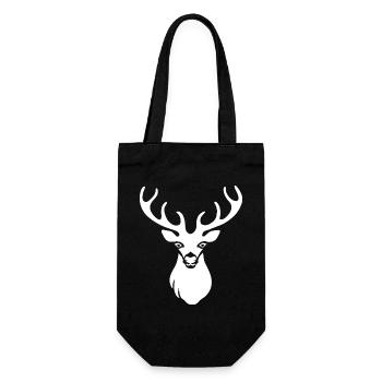 Deer head white - Gift Bag for Bottles - black - Front
