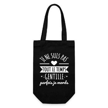 Je ne suis pas tout le temps gentille humour - Sac à bouteille - noir - Devant