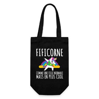 Fificorne humour fille cadeau licorne - Sac à bouteille - noir - Devant
