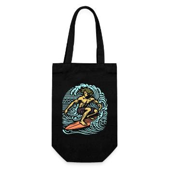 Vintage Summer Surfer on Wave Board Design - Gift Bag for Bottles - black - Front