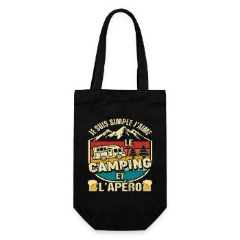 Camping et apéro humour campeur cadeau vintage - Sac à bouteille - noir - Devant