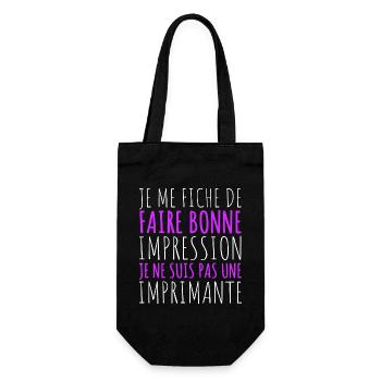 Je me fiche de faire bonne impression humour - Sac à bouteille - noir - Devant