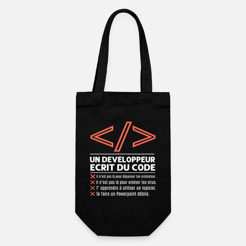 Un développeur écrit du code humour programmation - Sac à bouteille - noir