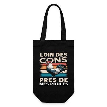 Loin Des Cons Près de Mes Poules Humour Vintage - Sac à bouteille - noir - Devant