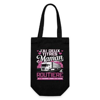 J' ai deux titres maman et routière cadeau - Sac à bouteille - noir - Devant