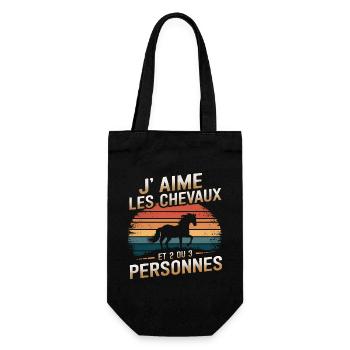 J' Aime Les Chevaux Et 2 Ou 3 Personnes Cadeau - Sac à bouteille - noir - Devant