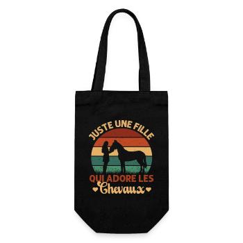 Juste Une Fille Qui Adore Les Chevaux Cadeau Rétro - Sac à bouteille - noir - Devant