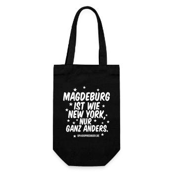 Magdeburg ist wie New York - Geschenkbeutel für Flaschen - Schwarz - Vorne
