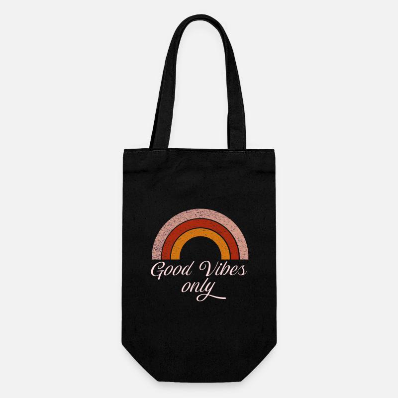 GOOD VIBES ONLY Orange Rainbow - Geschenkbeutel für Flaschen - Schwarz