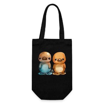 Platypus pair watercolor - Gift Bag for Bottles - black - Front