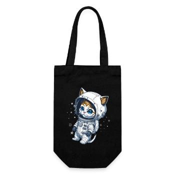Baby cat in space - Gift Bag for Bottles - black - Front