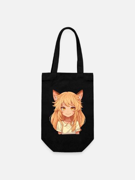 Kemonomimi Anime Manga Kawaii Chibi Girl Character - Gift Bag for Bottles - black