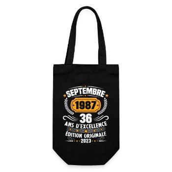 Cadeau anniversaire 36 Ans septembre 1987 Vintage - Sac à bouteille - noir - Devant