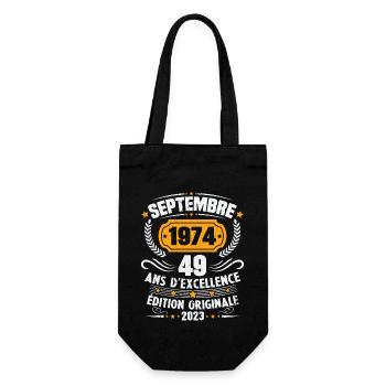 Cadeau anniversaire 49 Ans septembre 1974 Vintage - Sac à bouteille - noir - Devant