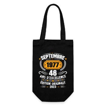 Cadeau anniversaire 46 Ans septembre 1977 Vintage - Sac à bouteille - noir - Devant