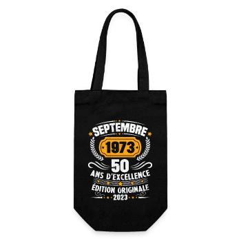 Cadeau anniversaire 50 Ans septembre 1973 Vintage - Sac à bouteille - noir - Devant