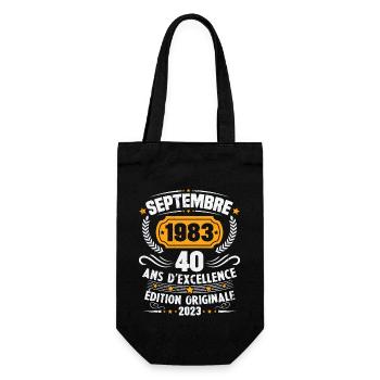 Cadeau anniversaire 40 Ans septembre 1983 Vintage - Sac à bouteille - noir - Devant