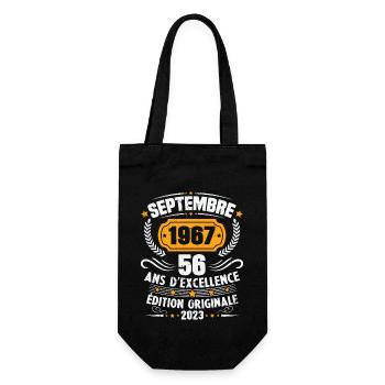 Cadeau anniversaire 56 Ans septembre 1967 Vintage - Sac à bouteille - noir - Devant