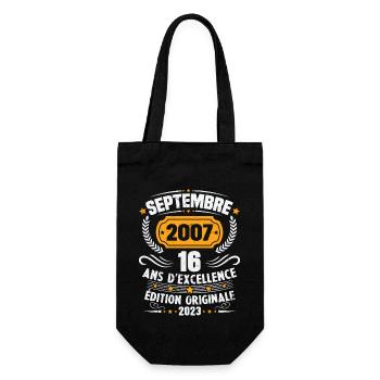 Cadeau anniversaire 16 Ans septembre 2007 Vintage - Sac à bouteille - noir - Devant